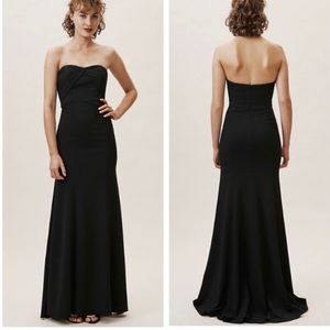 Watters BHLDN Delilah Strapless Black Floor Length 14